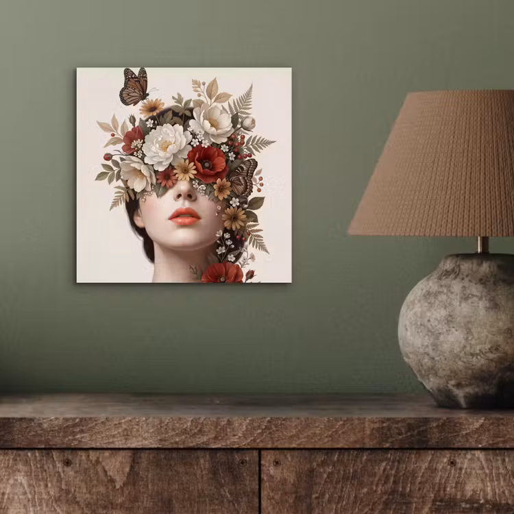Portret - Bloemen - Cremé aluminium wit klein -sfeer2
