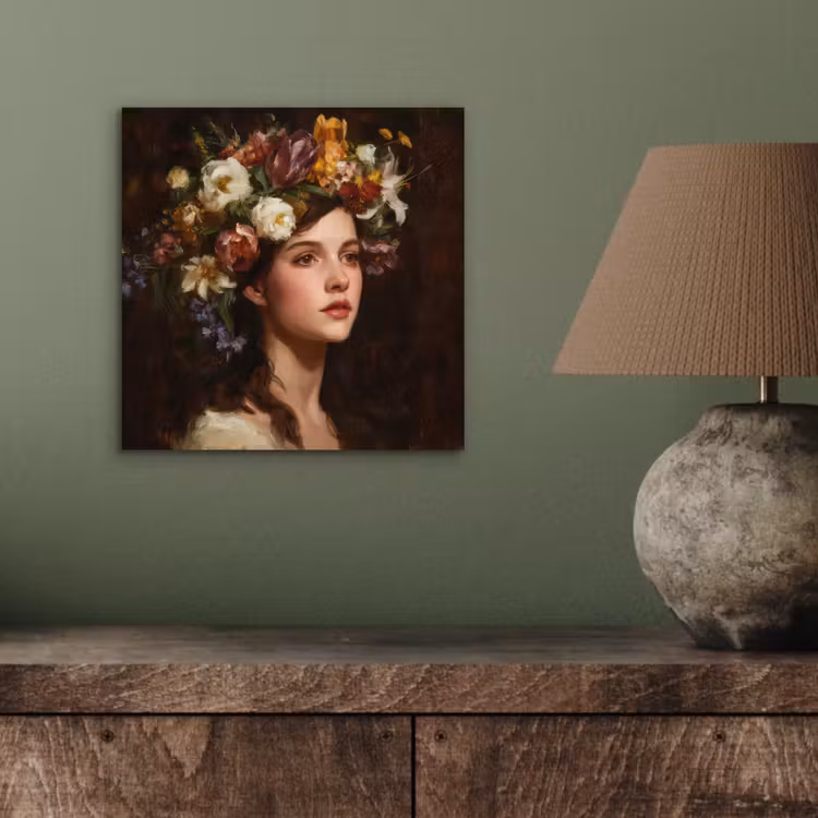 Portret - Vrouw - Bloemen aluminium wit klein -sfeer2