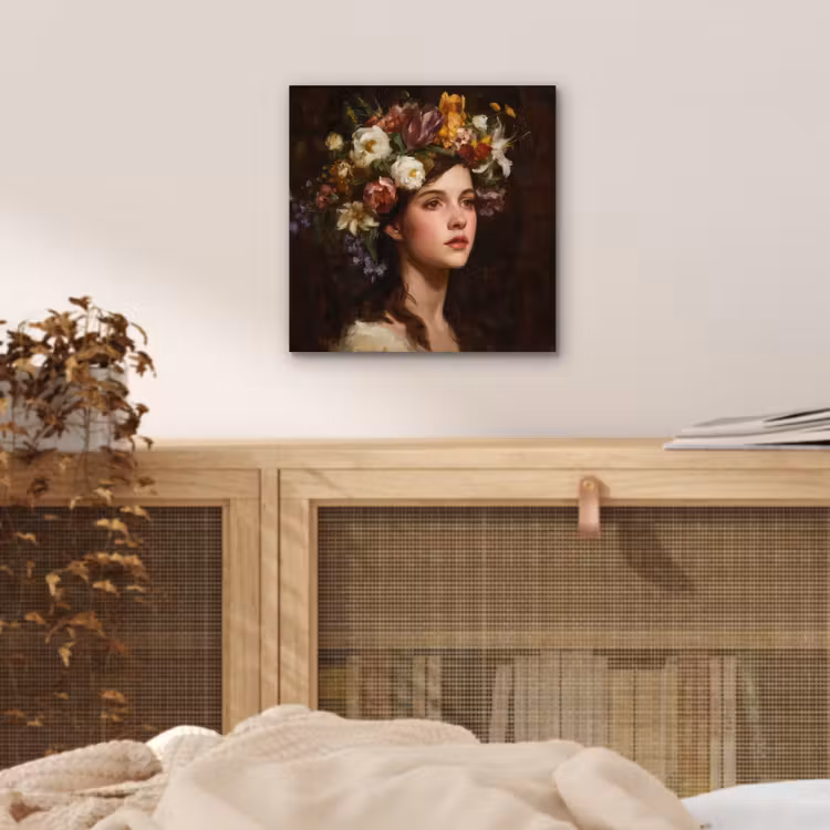 Portret - Vrouw - Bloemen aluminium wit klein -sfeer3