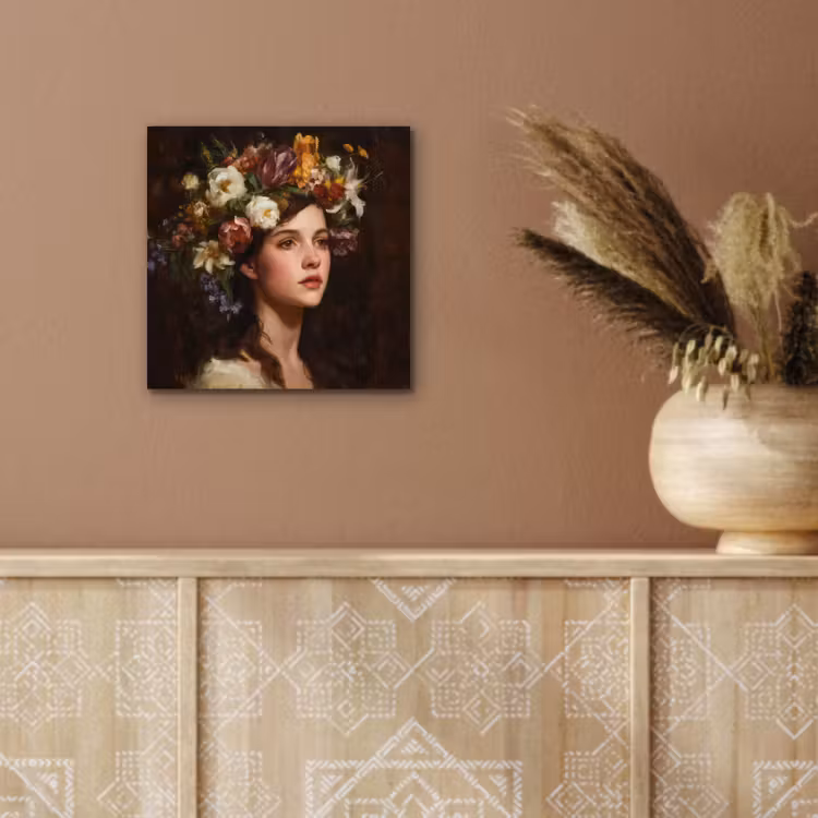 Portret - Vrouw - Bloemen aluminium wit klein -sfeer4