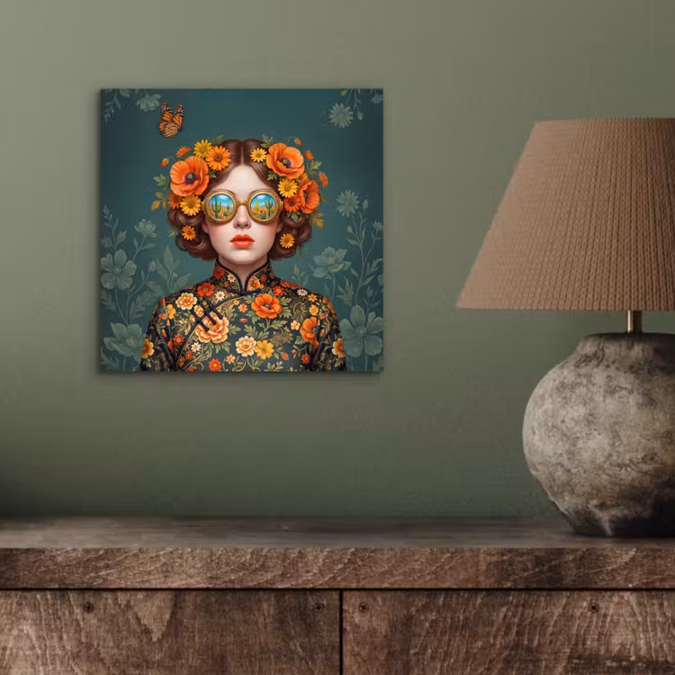 Portret - Vrouw - Kleurrijk - Expressief aluminium wit klein -sfeer2