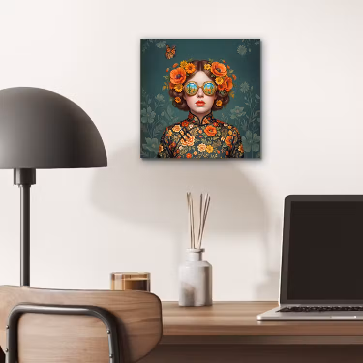 Portret - Vrouw - Kleurrijk - Expressief aluminium wit klein -sfeer5