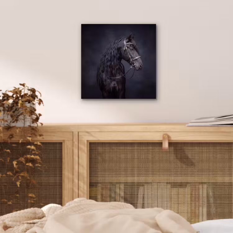 Portret - Paard - Donker aluminium wit klein -sfeer3