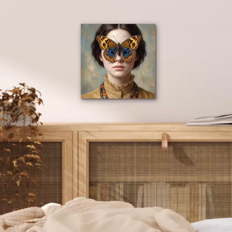 Portret - Vlinder - Kleurrijk aluminium wit klein -sfeer3
