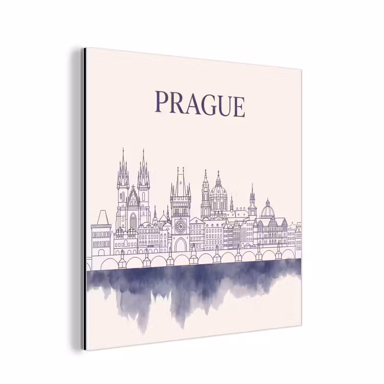 Praag - Skyline - Architectuur - Blauw aluminium wit klein -3d