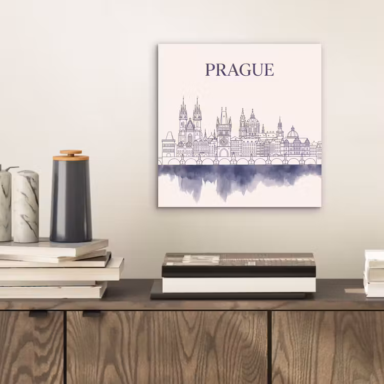 Praag - Skyline - Architectuur - Blauw aluminium wit klein -sfeer1