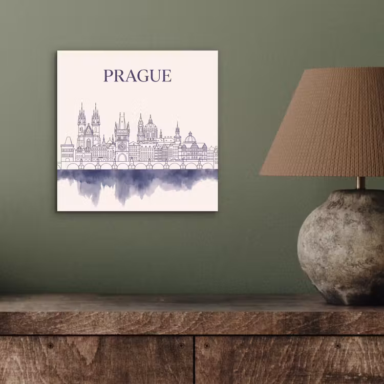 Praag - Skyline - Architectuur - Blauw aluminium wit klein -sfeer2