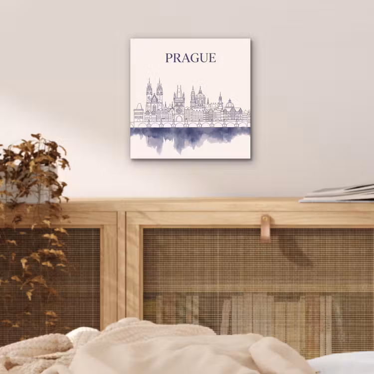 Praag - Skyline - Architectuur - Blauw aluminium wit klein -sfeer3