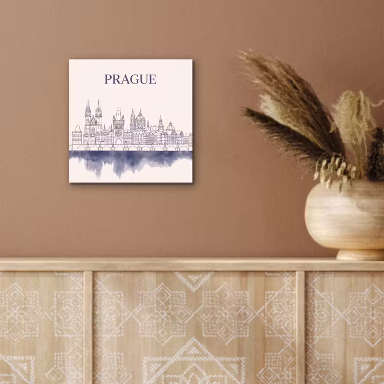 Praag - Skyline - Architectuur - Blauw aluminium wit klein -sfeer4