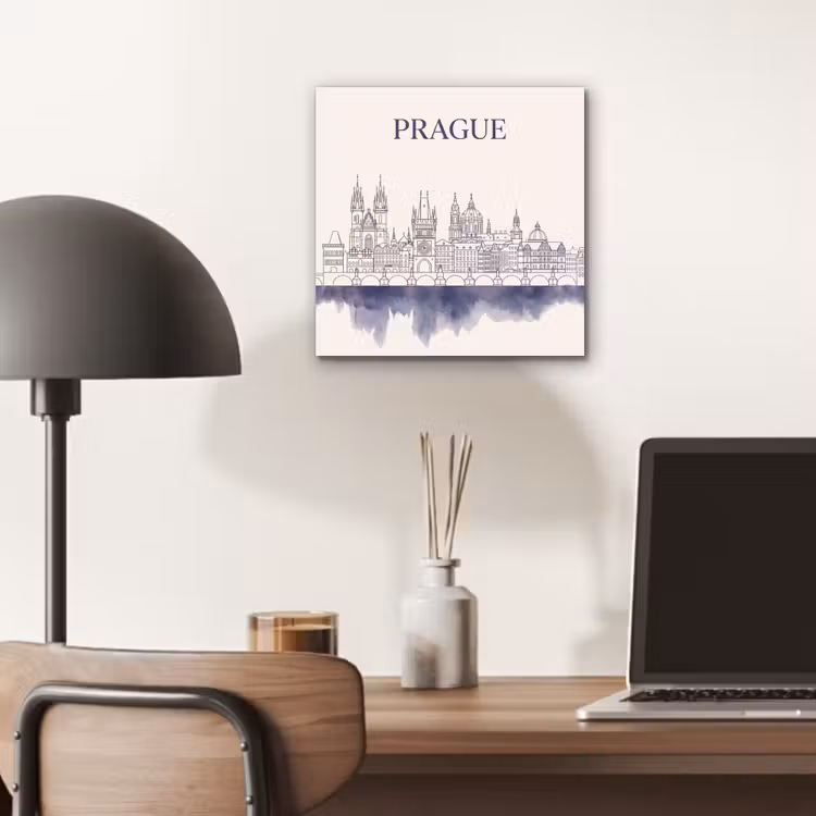 Praag - Skyline - Architectuur - Blauw aluminium wit klein -sfeer5