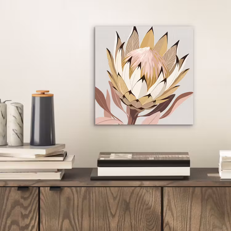 Protea - Bloem - Botanisch - Beige aluminium wit klein -sfeer1