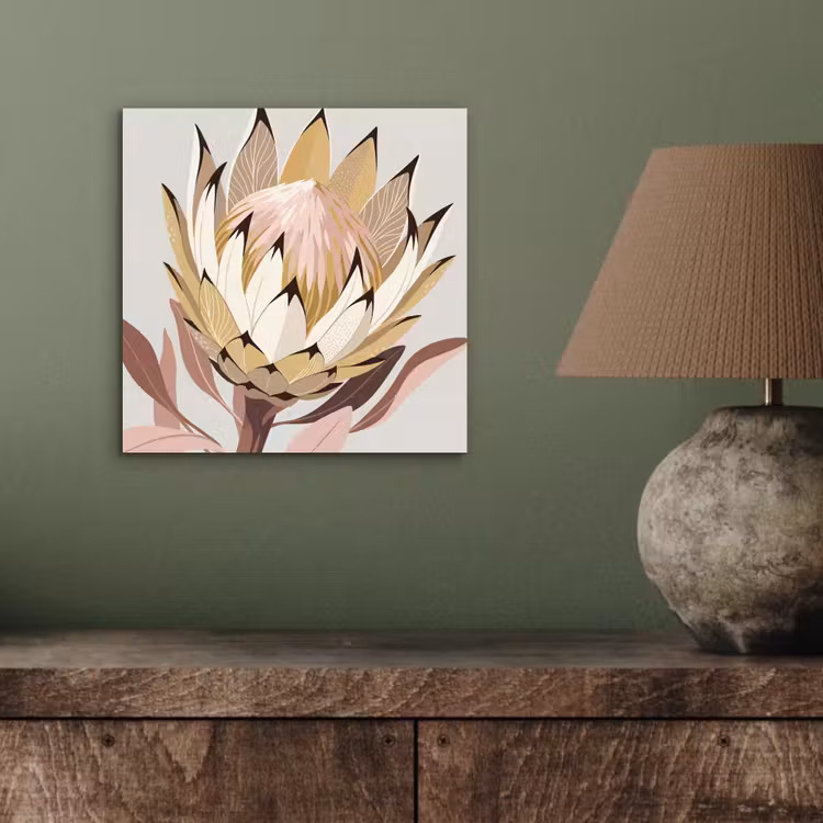 Protea - Bloem - Botanisch - Beige aluminium wit klein -sfeer2