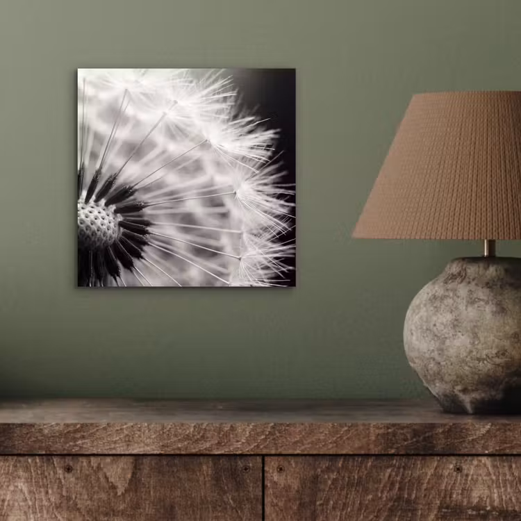 Paardenbloem - Zwart - Wit aluminium wit klein -sfeer2