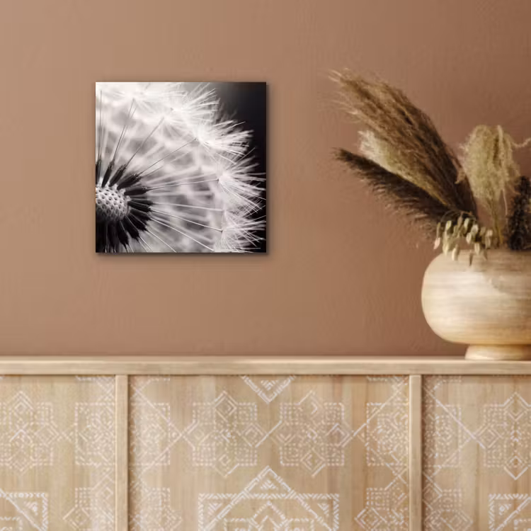 Paardenbloem - Zwart - Wit aluminium wit klein -sfeer4