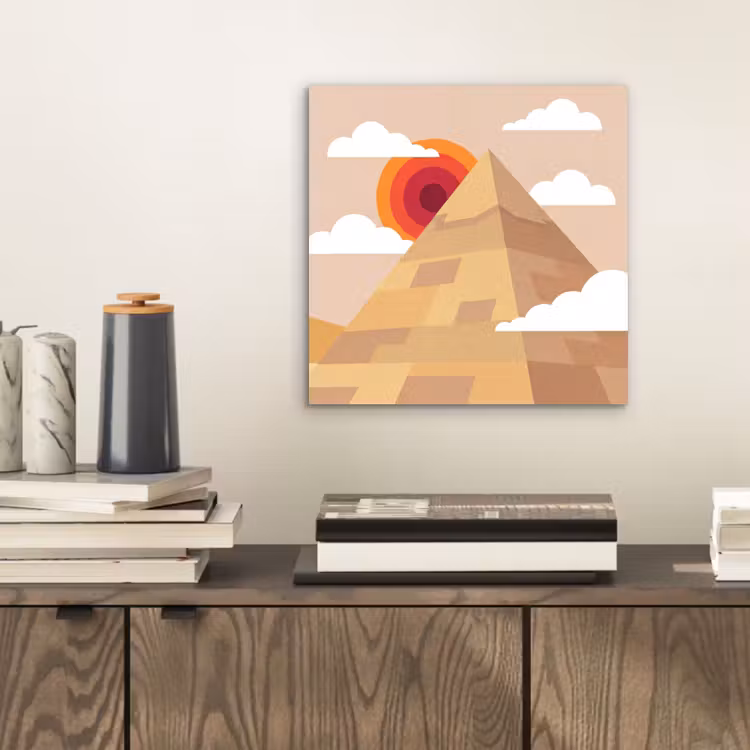 Piramide - Zon - Woestijn - Modern - Oranje aluminium wit klein -sfeer1