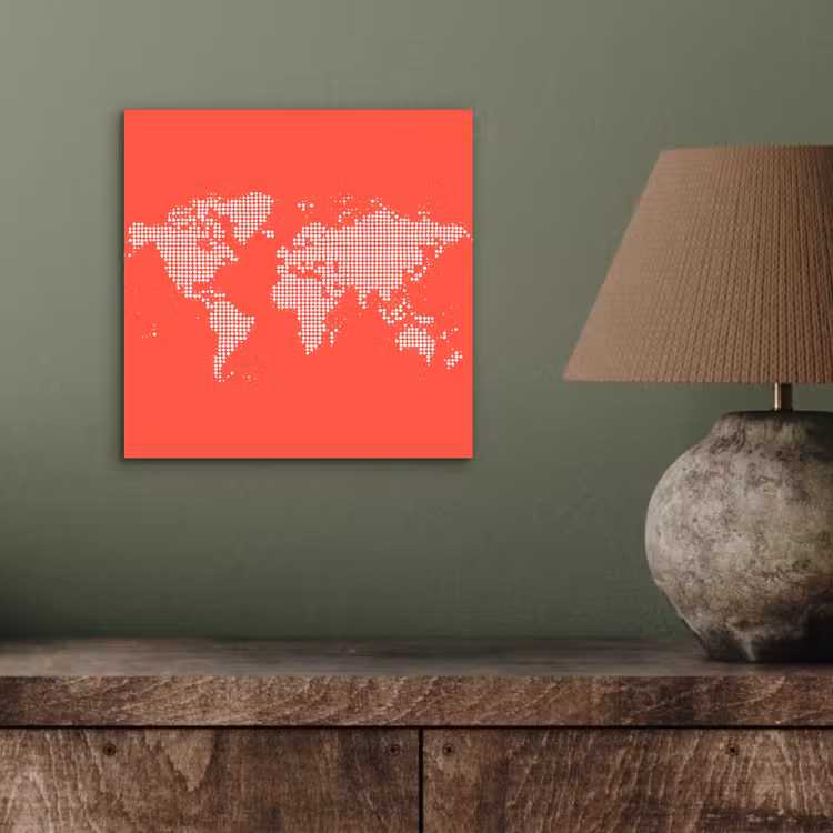 Vierkanten - Wereldkaart - Rood aluminium wit klein -sfeer2