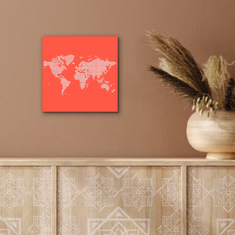 Vierkanten - Wereldkaart - Rood aluminium wit klein -sfeer4