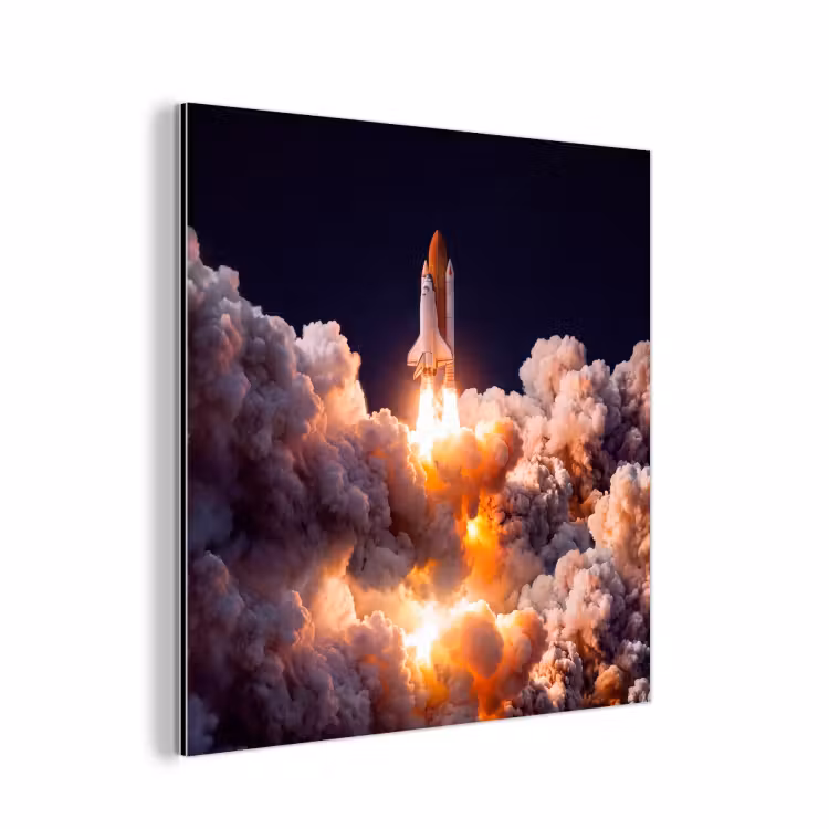 Alu-Dibond-Bild - Raumfahrzeug – Start – Sterne - Ruimtevaartuig - Lancering - Sterren aluminium wit klein