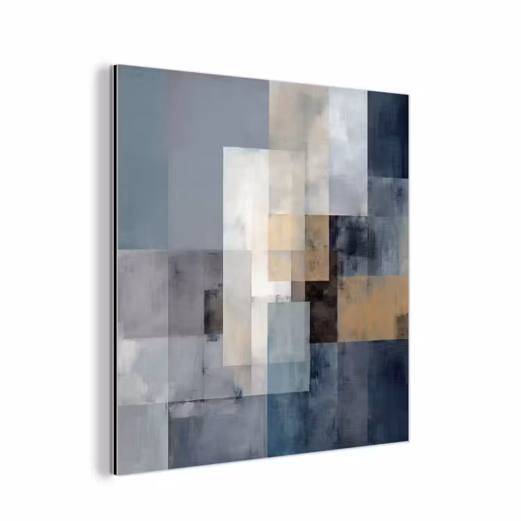Rechthoeken - Abstract - Blauw aluminium wit klein -3d