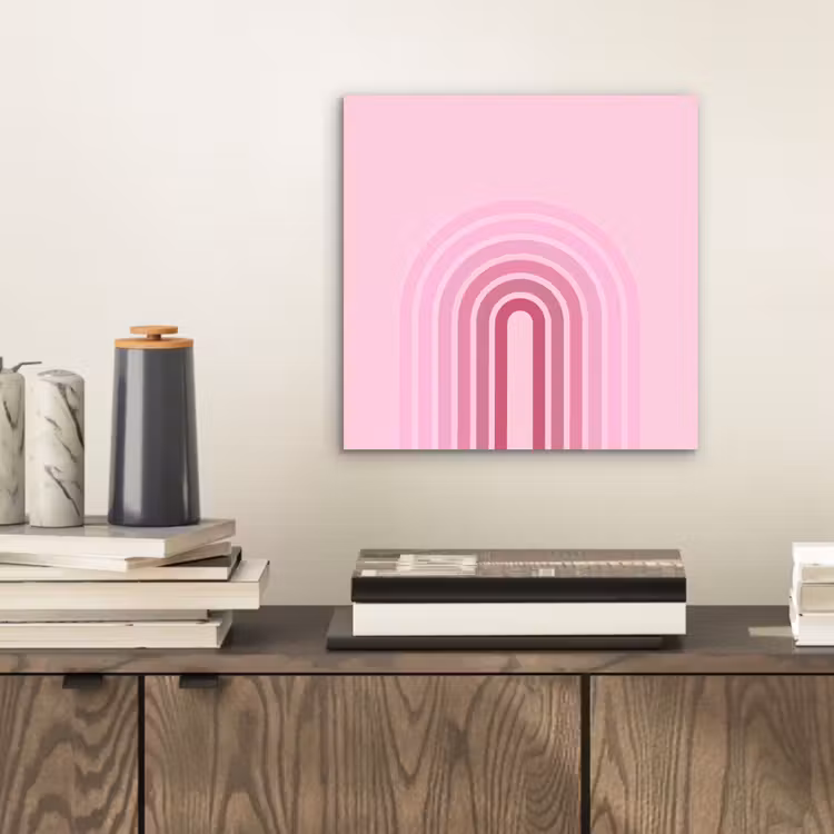 Regenboog - Roze - Abstract - Modern - Minimalistisch aluminium wit klein -sfeer1