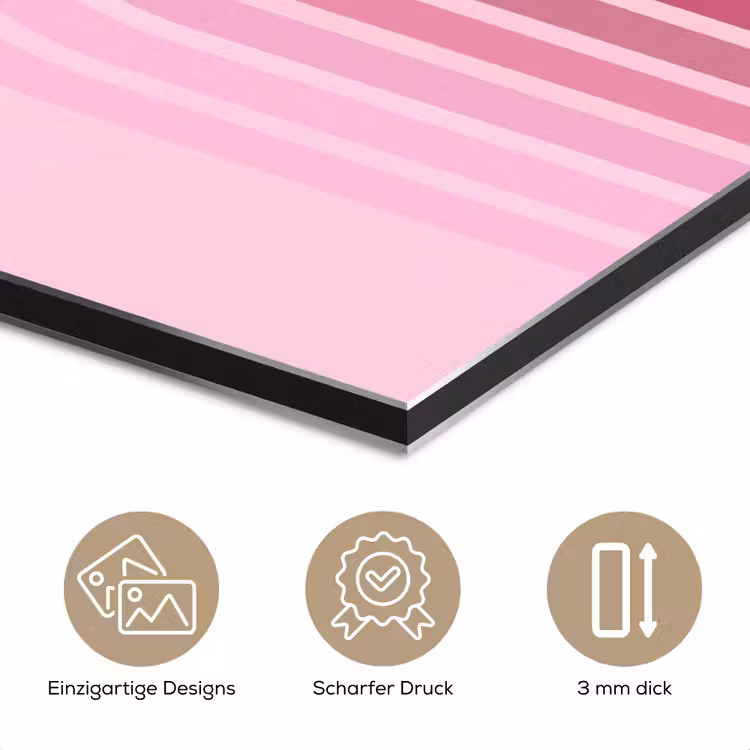 Regenboog - Roze - Abstract - Modern - Minimalistisch aluminium wit klein -closeup_DE