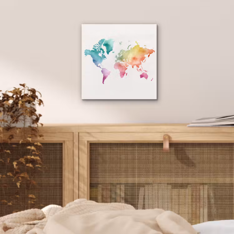 Regenboog - Wereldkaart - Overloop aluminium wit klein -sfeer3