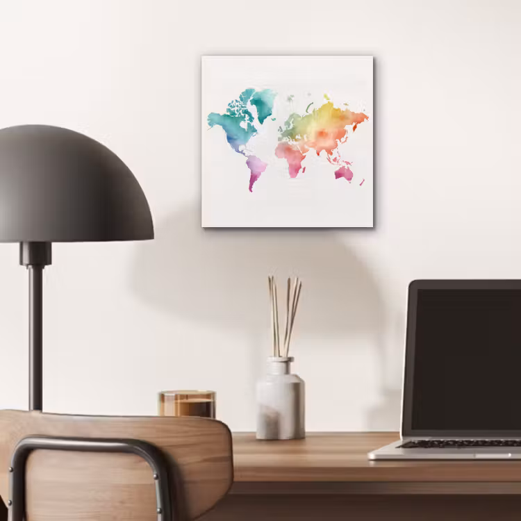 Regenboog - Wereldkaart - Overloop aluminium wit klein -sfeer5