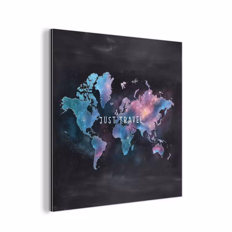 Travel - Sterrennevels - Wereldkaart - Krijtbord aluminium wit klein -3d