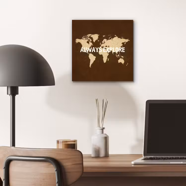 Reizen - Wereldkaart - Bruin aluminium wit klein -sfeer5