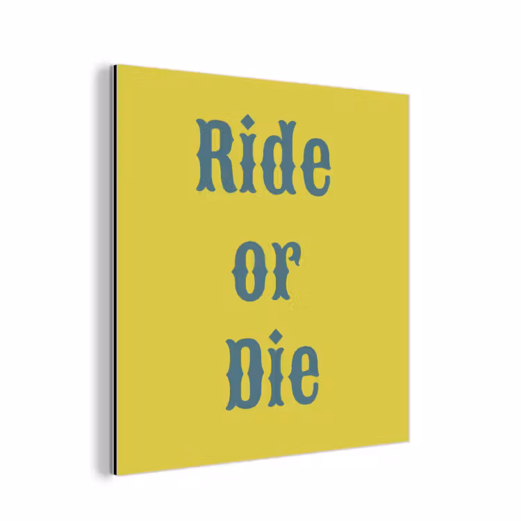 Ride or die - Geel - Blauw aluminium wit klein -3d
