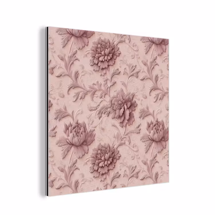 Reliëf - Pioenrozen - Roze aluminium wit klein 46 -3d
