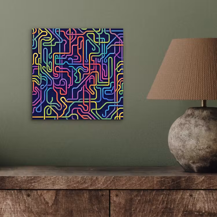 Retro - Abstract - Neon aluminium wit klein -sfeer2