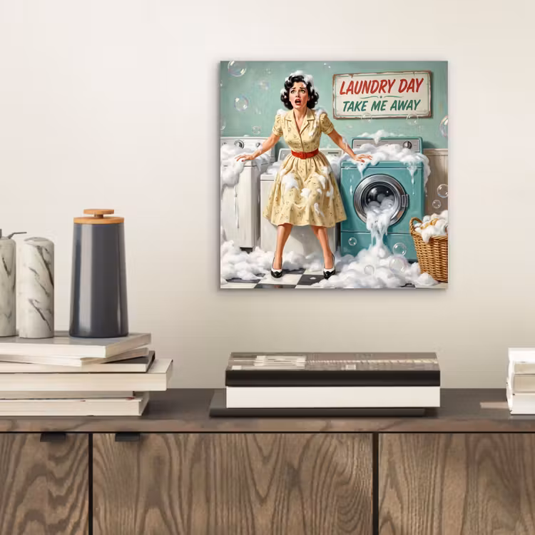 Retro - Blauw - Vrouw aluminium wit klein -sfeer1