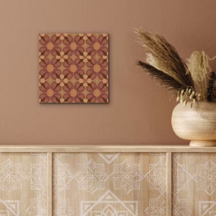 Retro - Bloemen - Bruin aluminium wit klein 46 -sfeer4