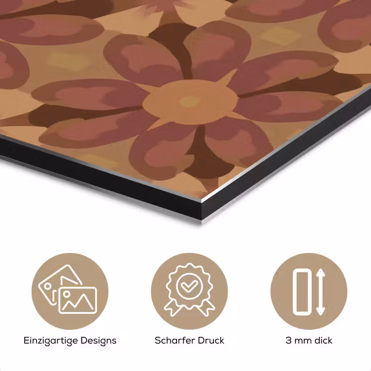 Retro - Bloemen - Bruin aluminium wit klein 46 -closeup_DE