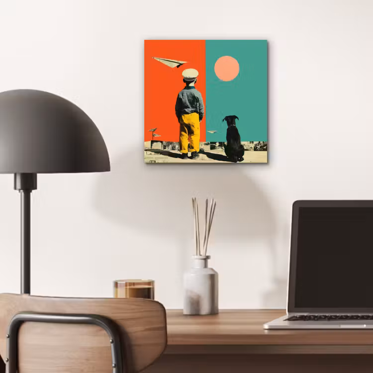 Retro - Jongen - Hond - Rood - Groen aluminium wit klein -sfeer5