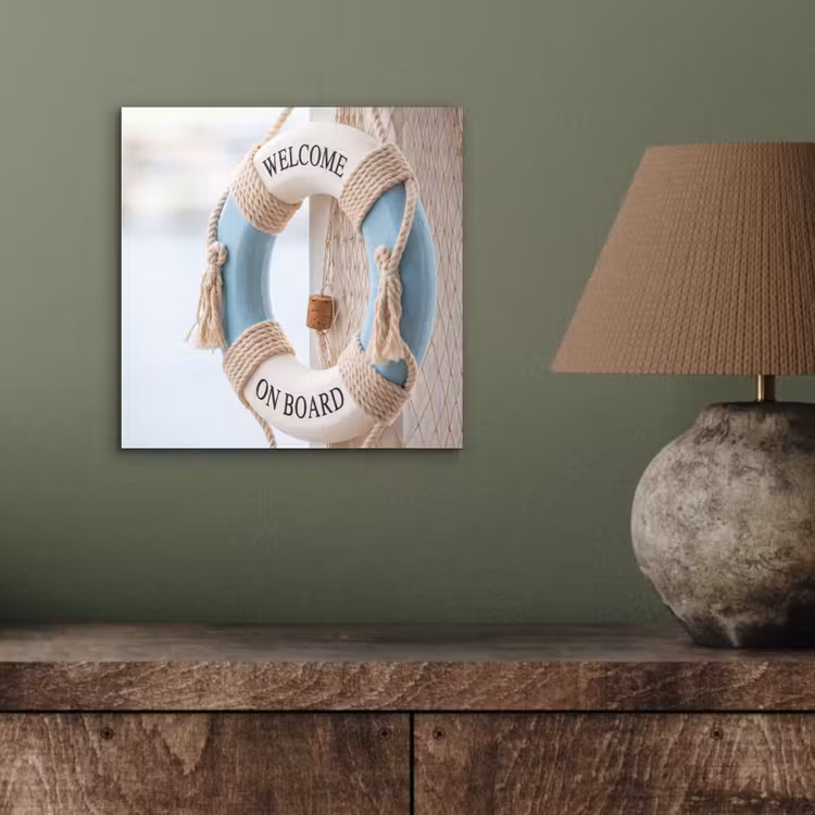 Reddingsboei - Maritiem - Welkom - Blauw - Wit aluminium wit klein -sfeer2
