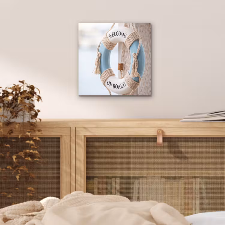 Reddingsboei - Maritiem - Welkom - Blauw - Wit aluminium wit klein -sfeer3