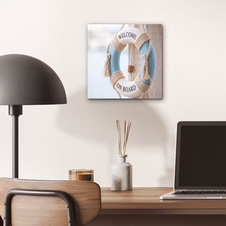 Reddingsboei - Maritiem - Welkom - Blauw - Wit aluminium wit klein -sfeer5