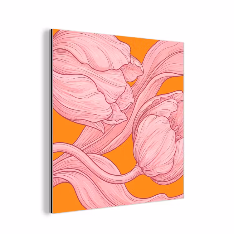 Alu-Dibond-Bild - Rosa Blumen – Modern - Roze bloemen - Modern aluminium wit klein