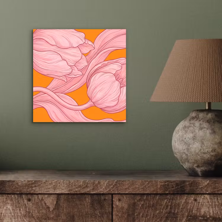 Alu-Dibond-Bild - Rosa Blumen – Modern - Roze bloemen - Modern aluminium wit klein