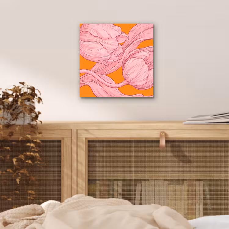 Alu-Dibond-Bild - Rosa Blumen – Modern - Roze bloemen - Modern aluminium wit klein