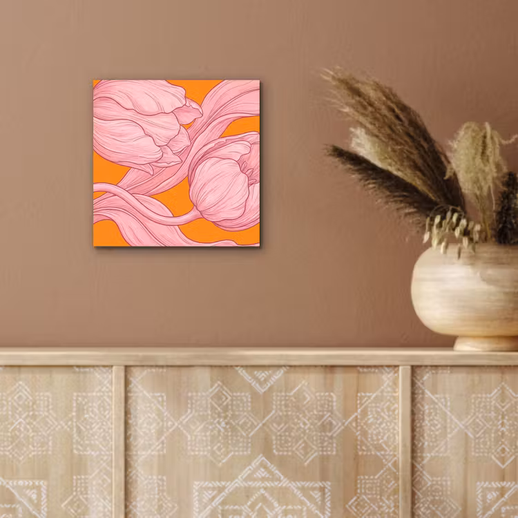 Alu-Dibond-Bild - Rosa Blumen – Modern - Roze bloemen - Modern aluminium wit klein