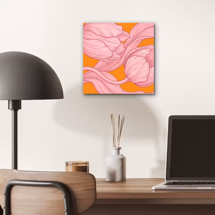 Alu-Dibond-Bild - Rosa Blumen – Modern - Roze bloemen - Modern aluminium wit klein