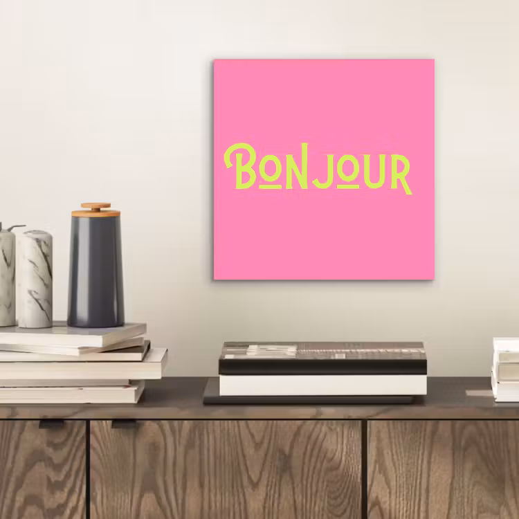 Roze - Groene Bonjour - art-deco aluminium wit klein -sfeer1
