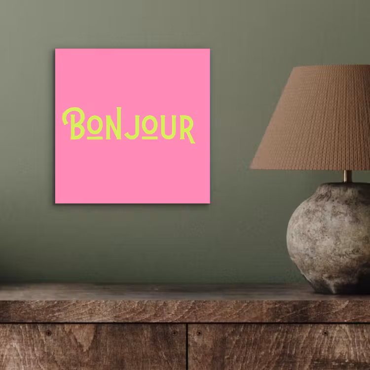 Roze - Groene Bonjour - art-deco aluminium wit klein -sfeer2
