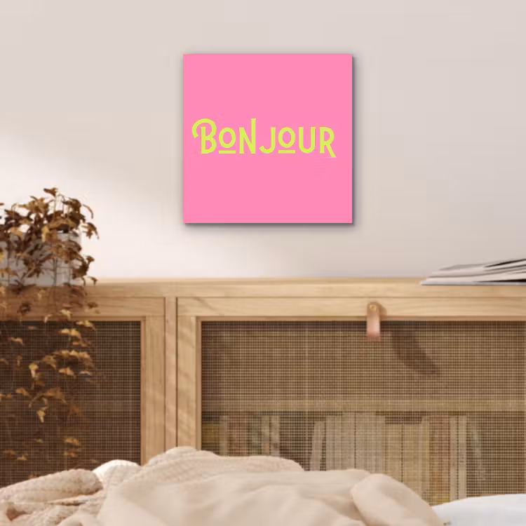 Roze - Groene Bonjour - art-deco aluminium wit klein -sfeer3