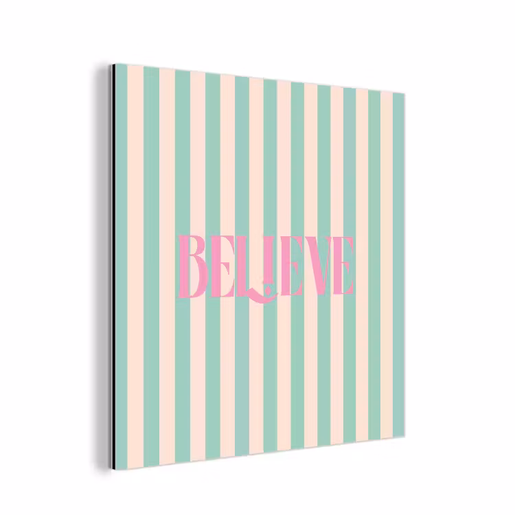 Roze - Groen - Strepen - Believe aluminium wit klein -3d