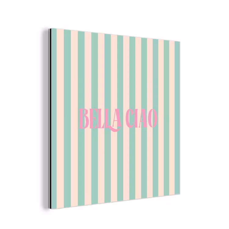 Roze - Groen - Strepen - Bella ciao aluminium wit klein -3d