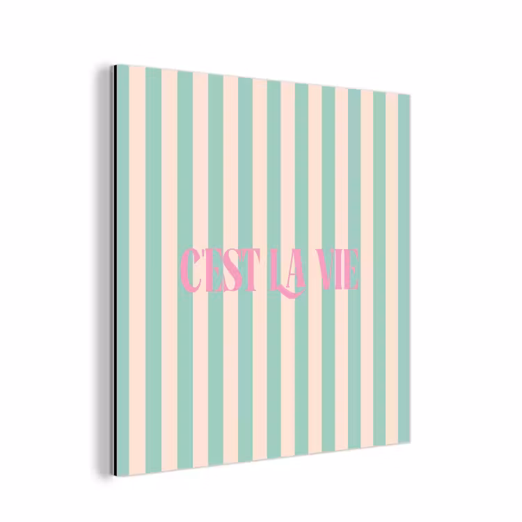 Roze - Groen - Strepen - C'est la vie aluminium wit klein -3d